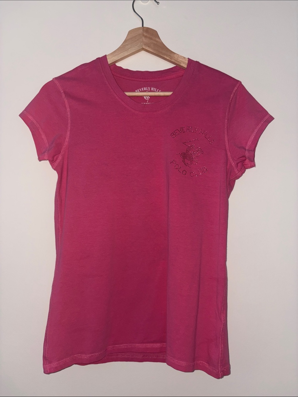Beverly Hills Polo Club Women's Crewneck Short Sleeve Tee - Hot Pink - Picture 1 of 5